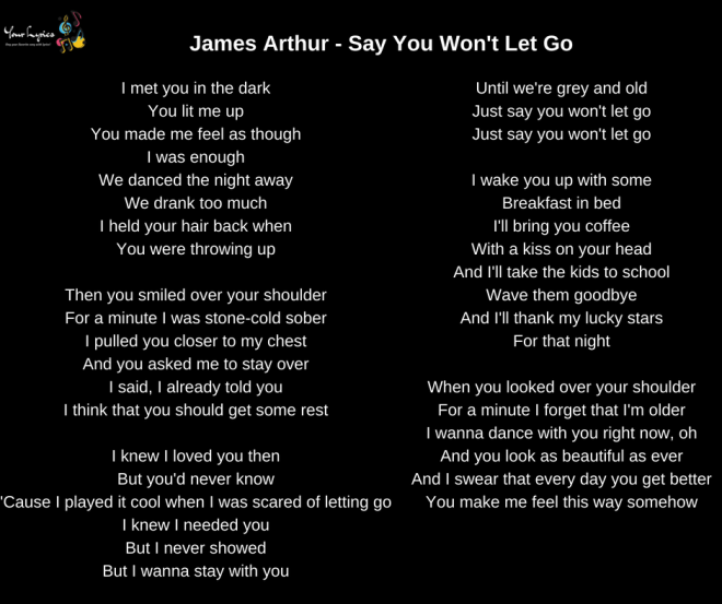 James Arthur – Say You Won't Let Go Lyrics – Your Lyrics